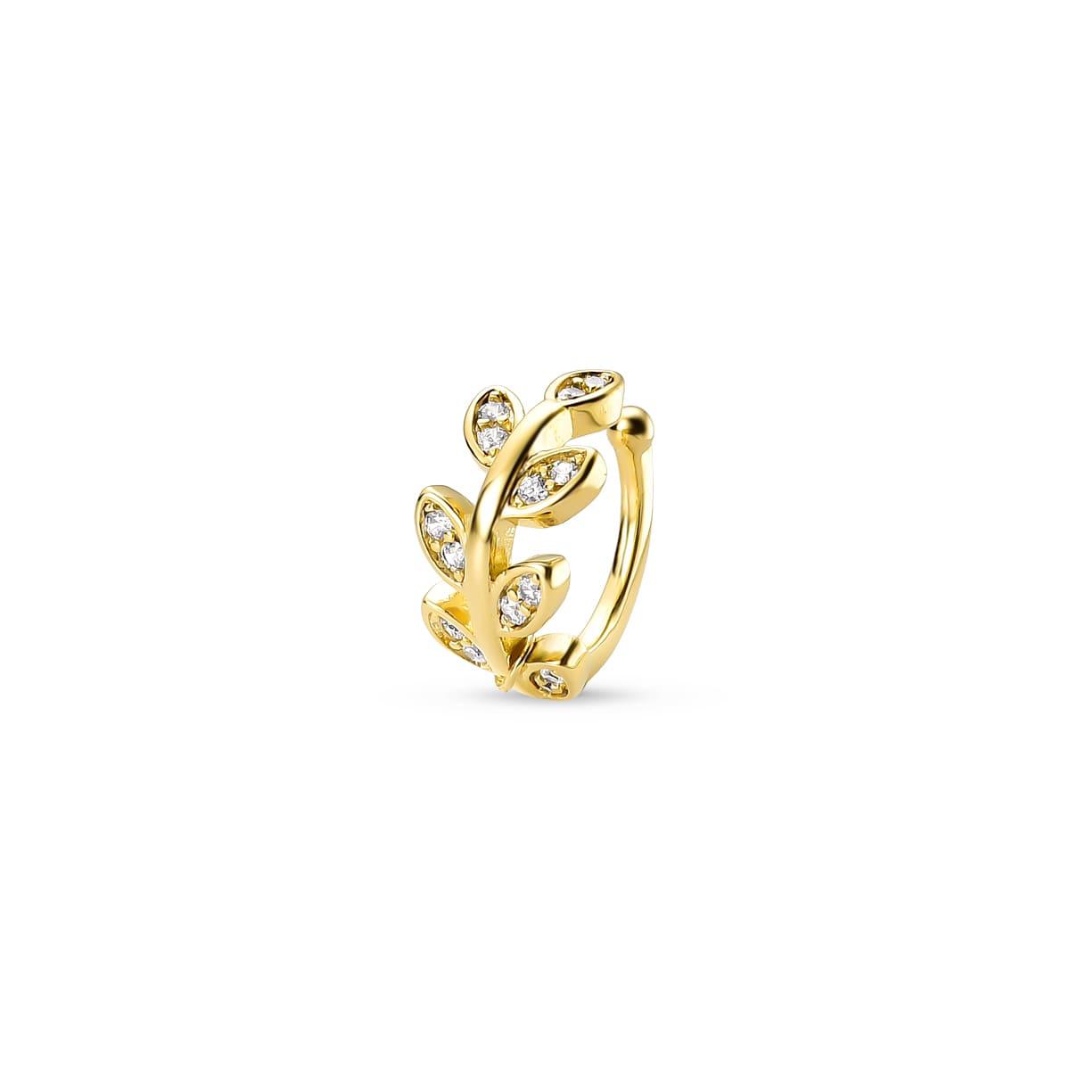 Piercing Folhinhas com Zircônias Banhado a Ouro 18K