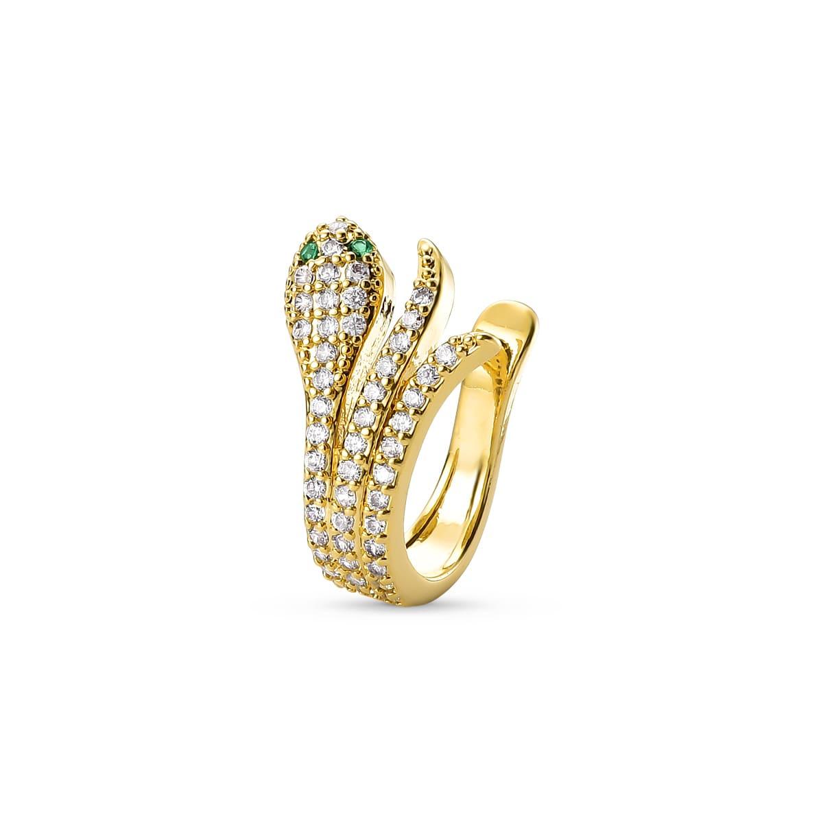 Piercing Cobra Cravejada Banhado a Ouro 18K