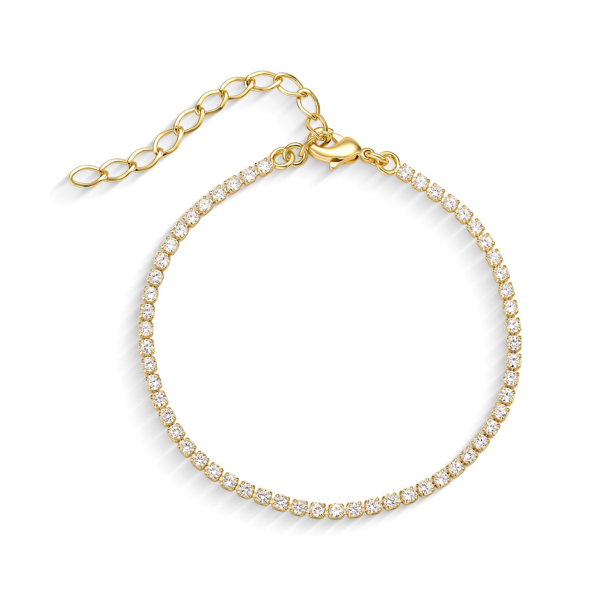 Pulseira Riviera Cristal 2mm Banhado a Ouro 18k