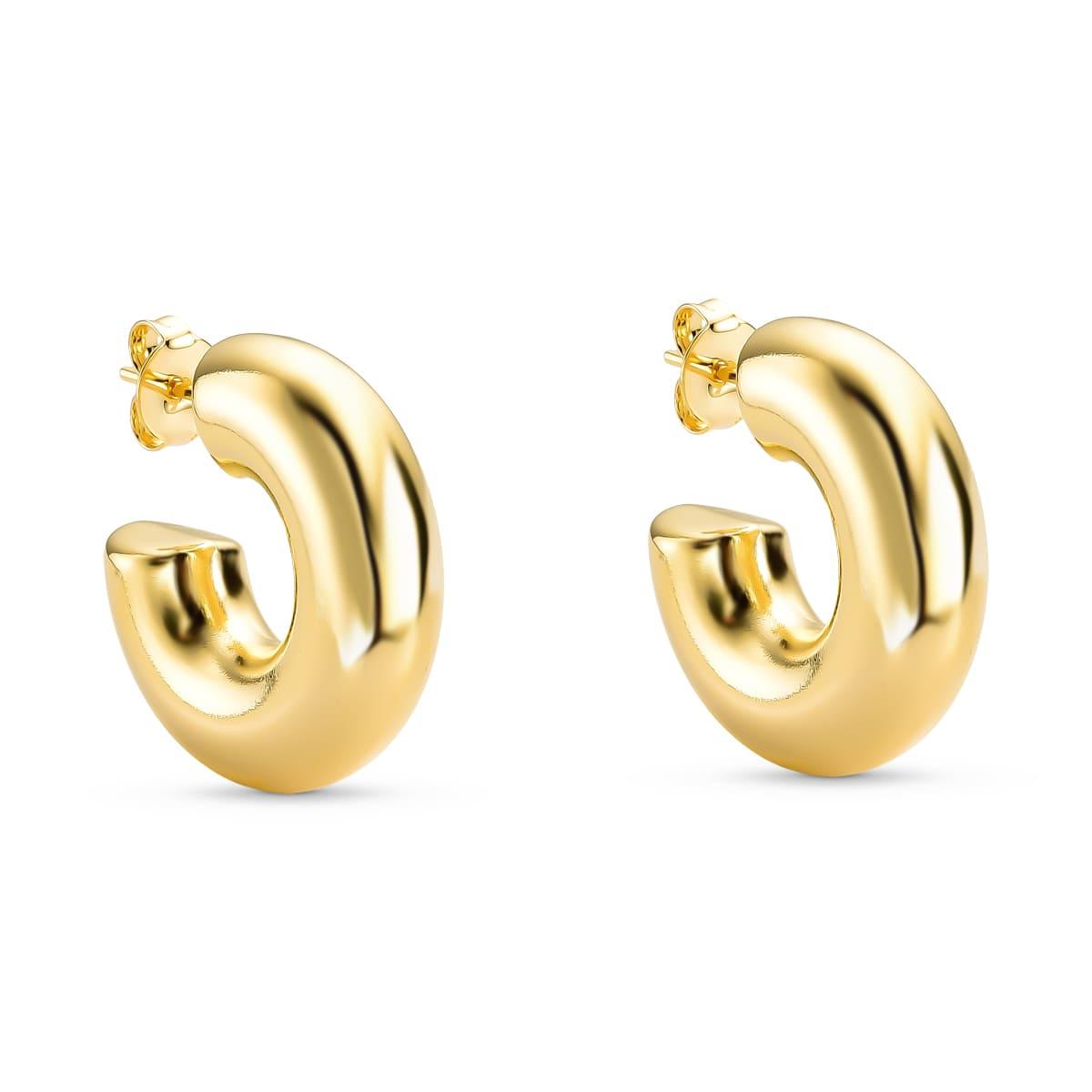 Brinco Argola Tubular Pequena Banhado a Ouro 18k