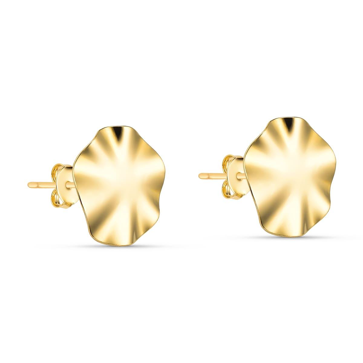 Brinco Redondo Amassado Banhado A Ouro 18k