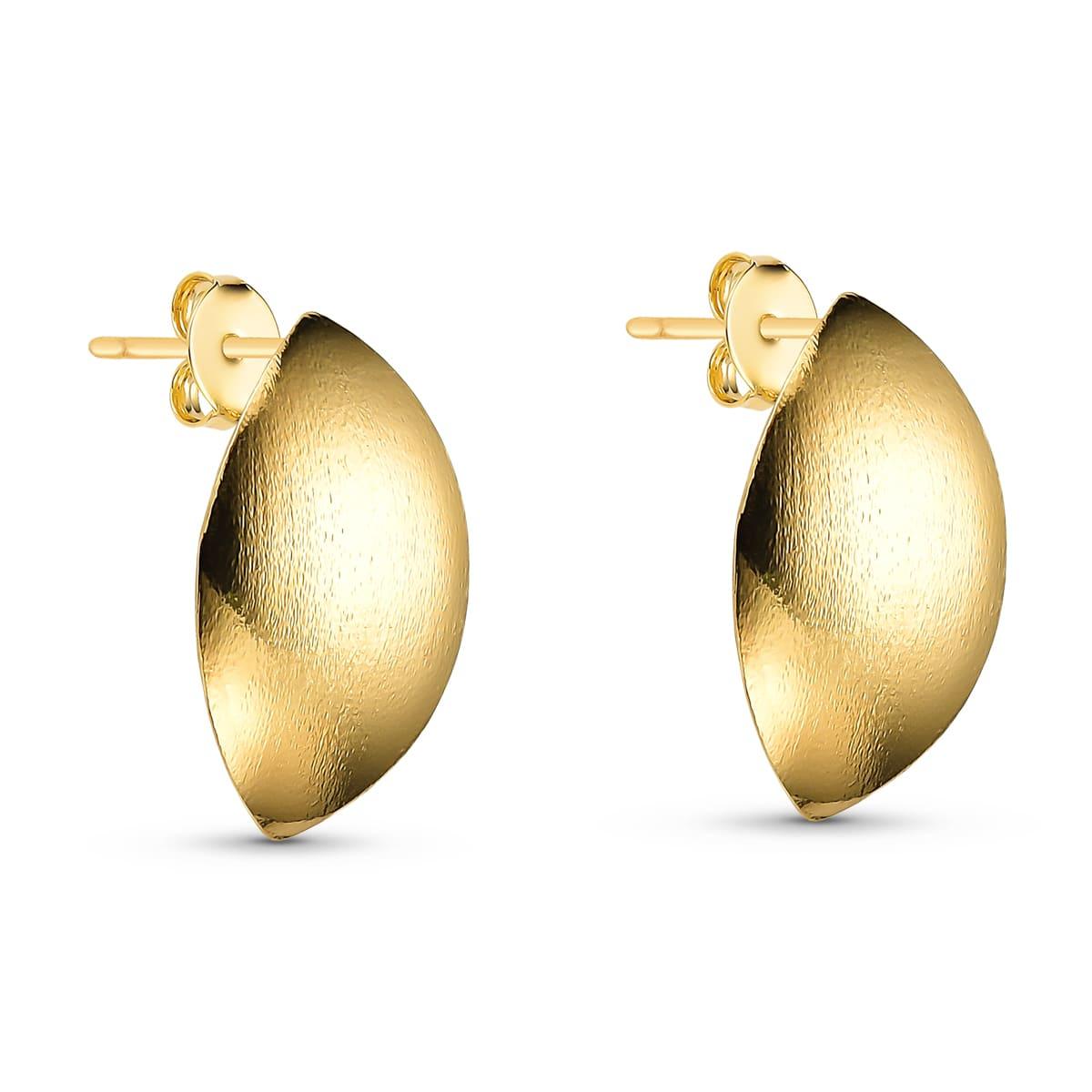 Brinco Folha Abaulado Trabalhado Banhado a Ouro 18k