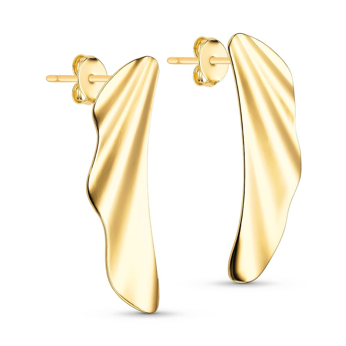 Brinco Asa Amassada Banhado a Ouro 18k
