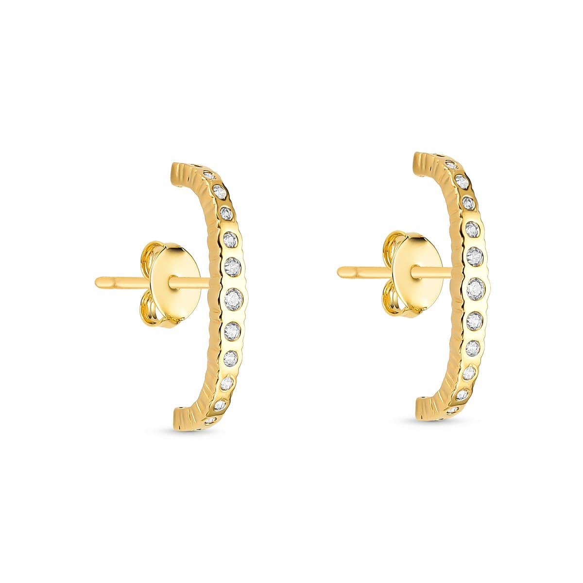 Brinco Ear Hook com Zircônias Cristais Banhado a Ouro 18k