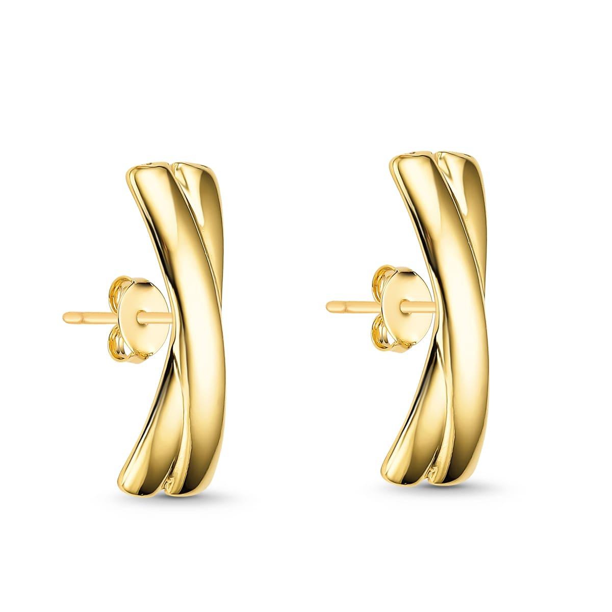 Brinco Ear Hook Cruzado Banhado a Ouro 18k