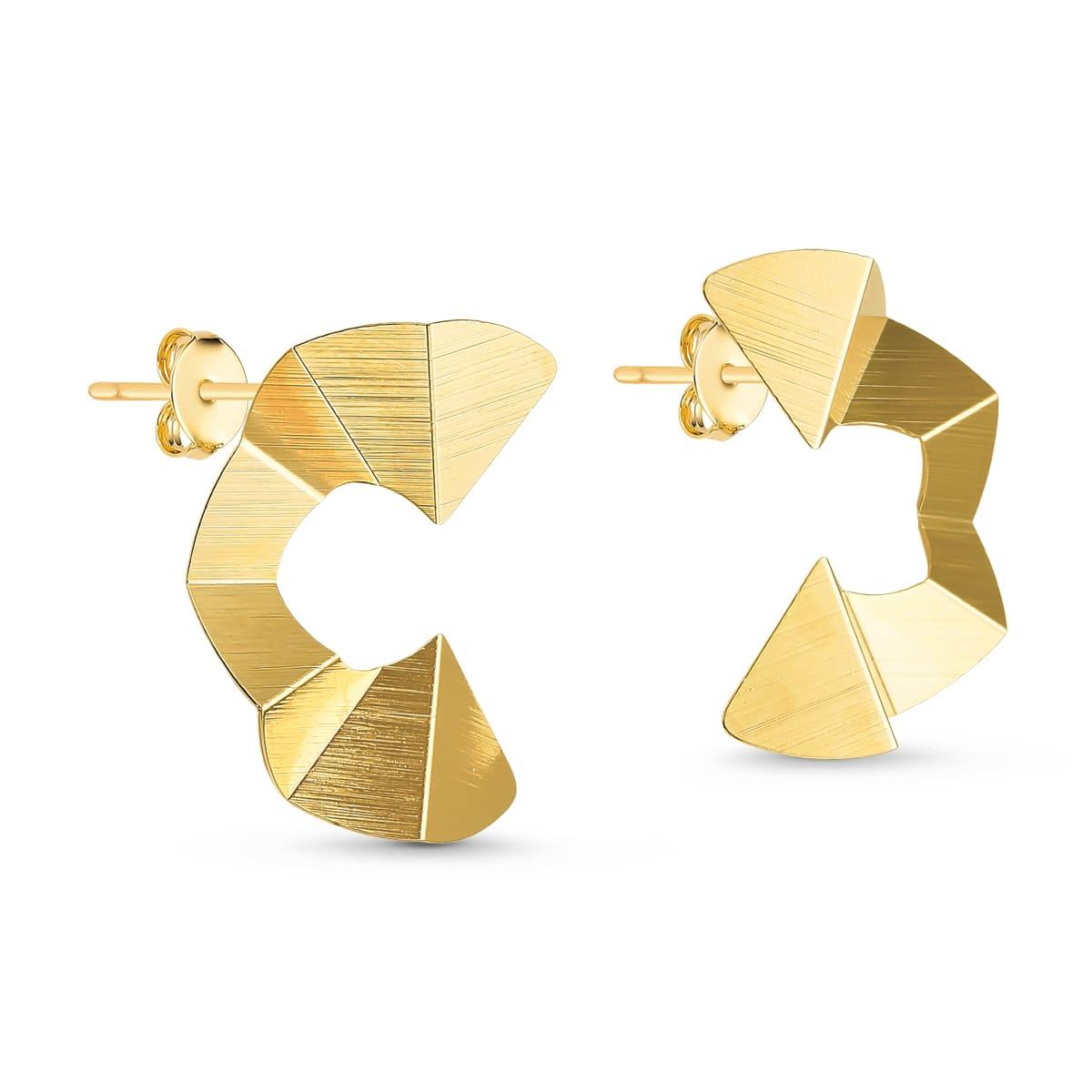 Brinco Meia Lua Amassado Banhado a Ouro 18k