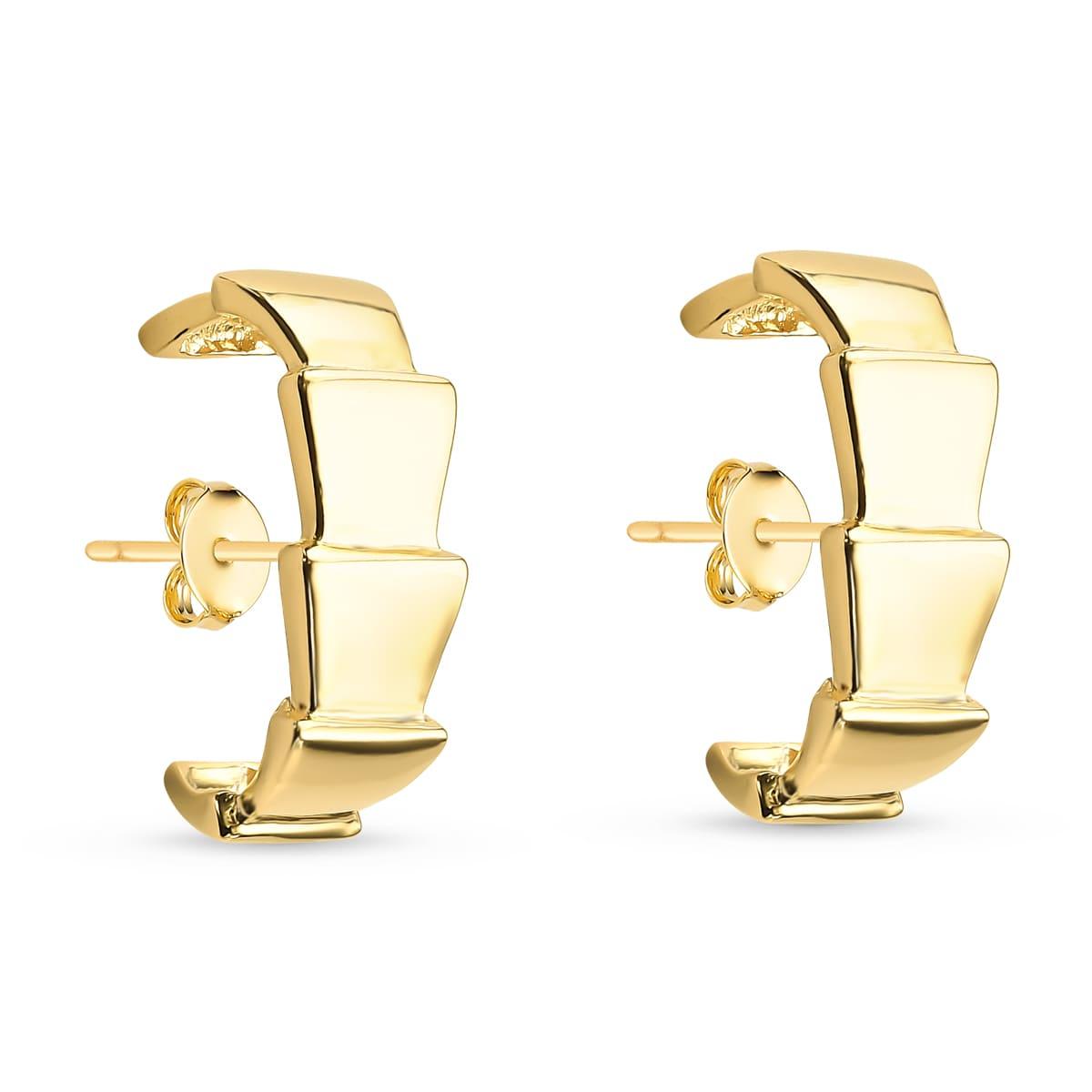 Brinco Ear Hook Triangulos Lisos Banhado a Ouro 18k