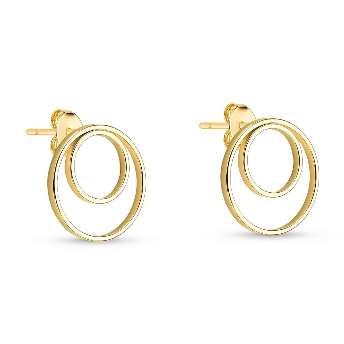 Brinco Dois Anéis Clássicos Banhado a Ouro 18k