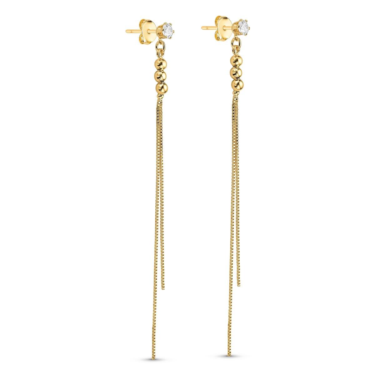 Brinco Ponto de Luz com Corrente Banhado a Ouro 18k
