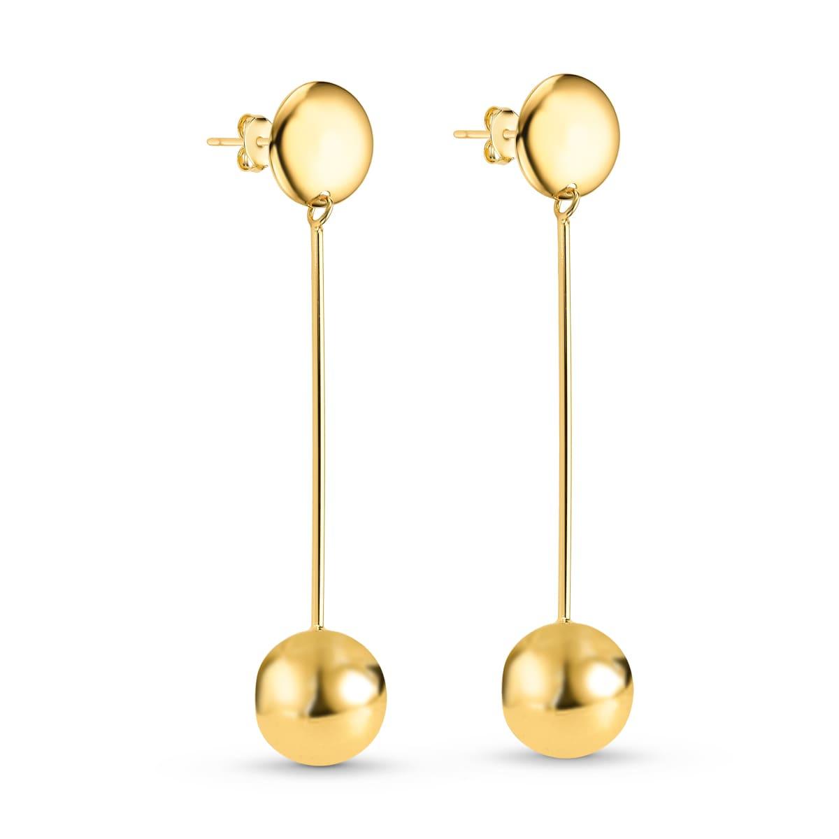 Brinco Fio com Bola Lisa Banhado a Ouro 18k