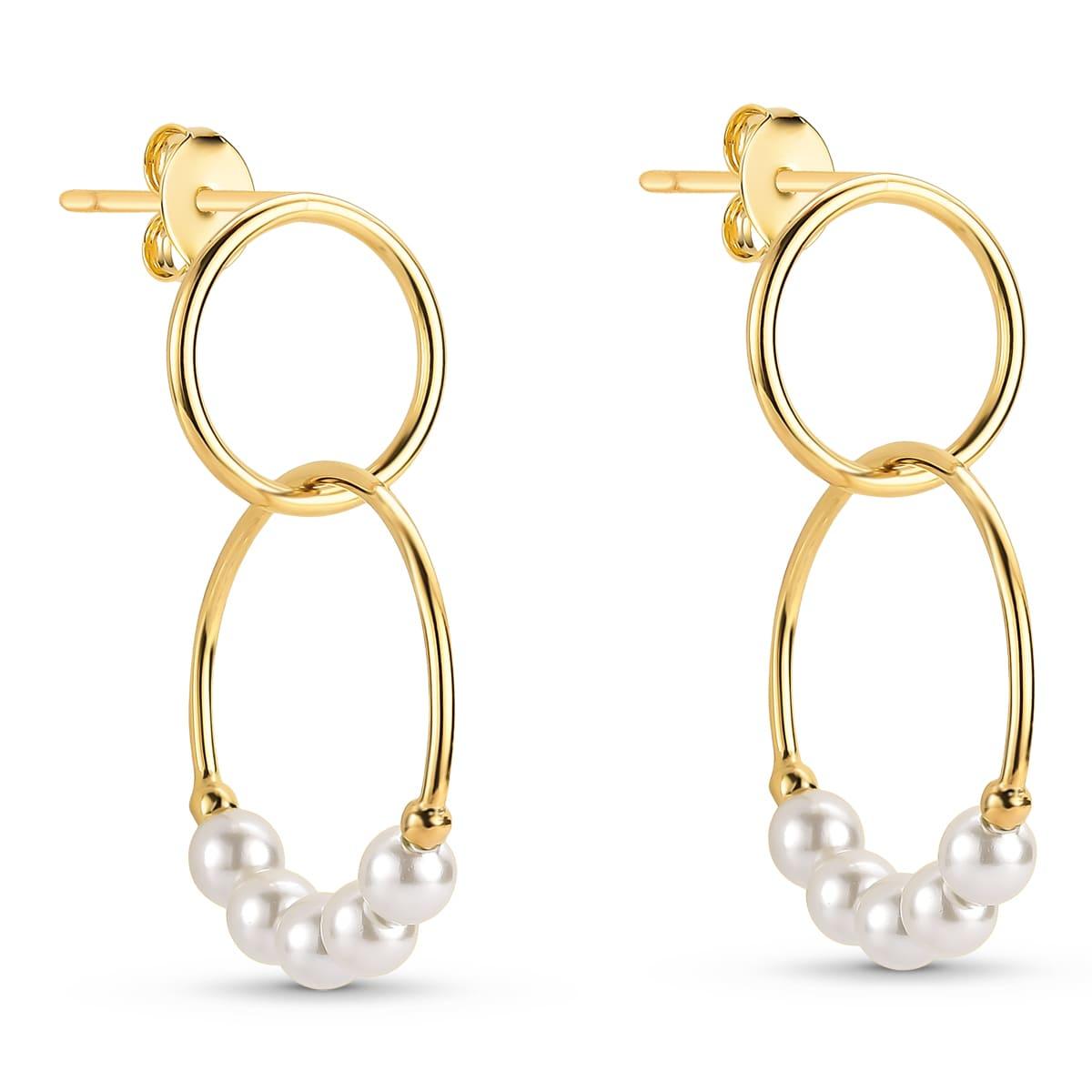 Brinco Argola Com Pérolas Banhado a Ouro 18k
