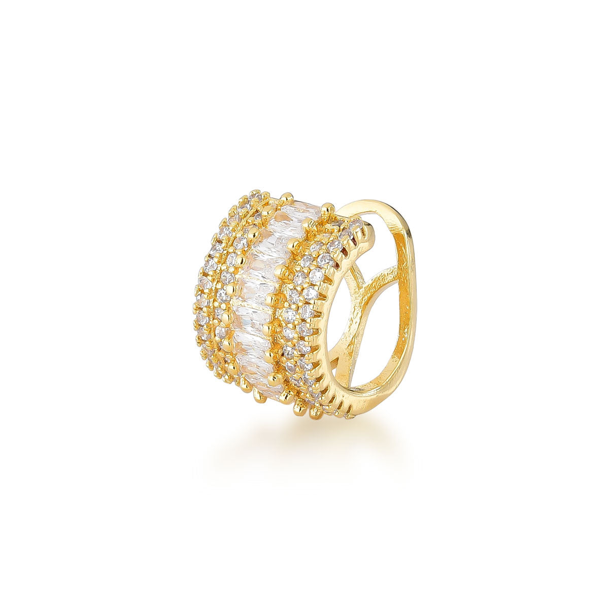Piercing Trabalhado com Zircônias Banhado a Ouro 18K