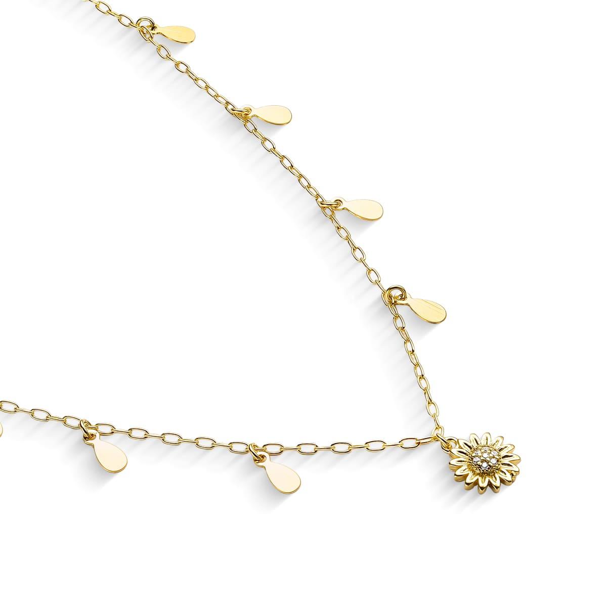 Colar Florzinha com Gotas Banhado a Ouro 18K
