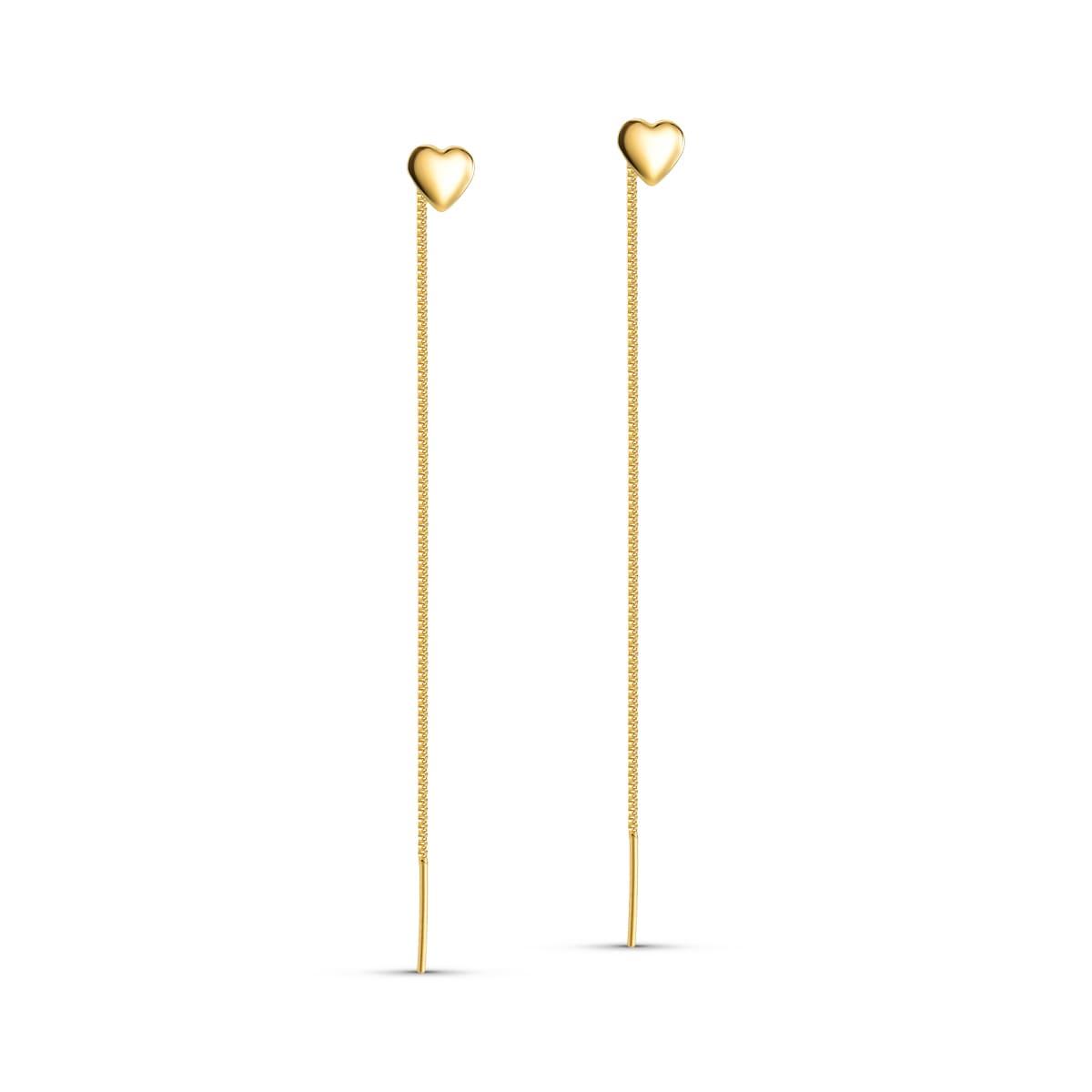 Brinco Coração com Corrente Banhado a Ouro 18K - Mafê Acessórios