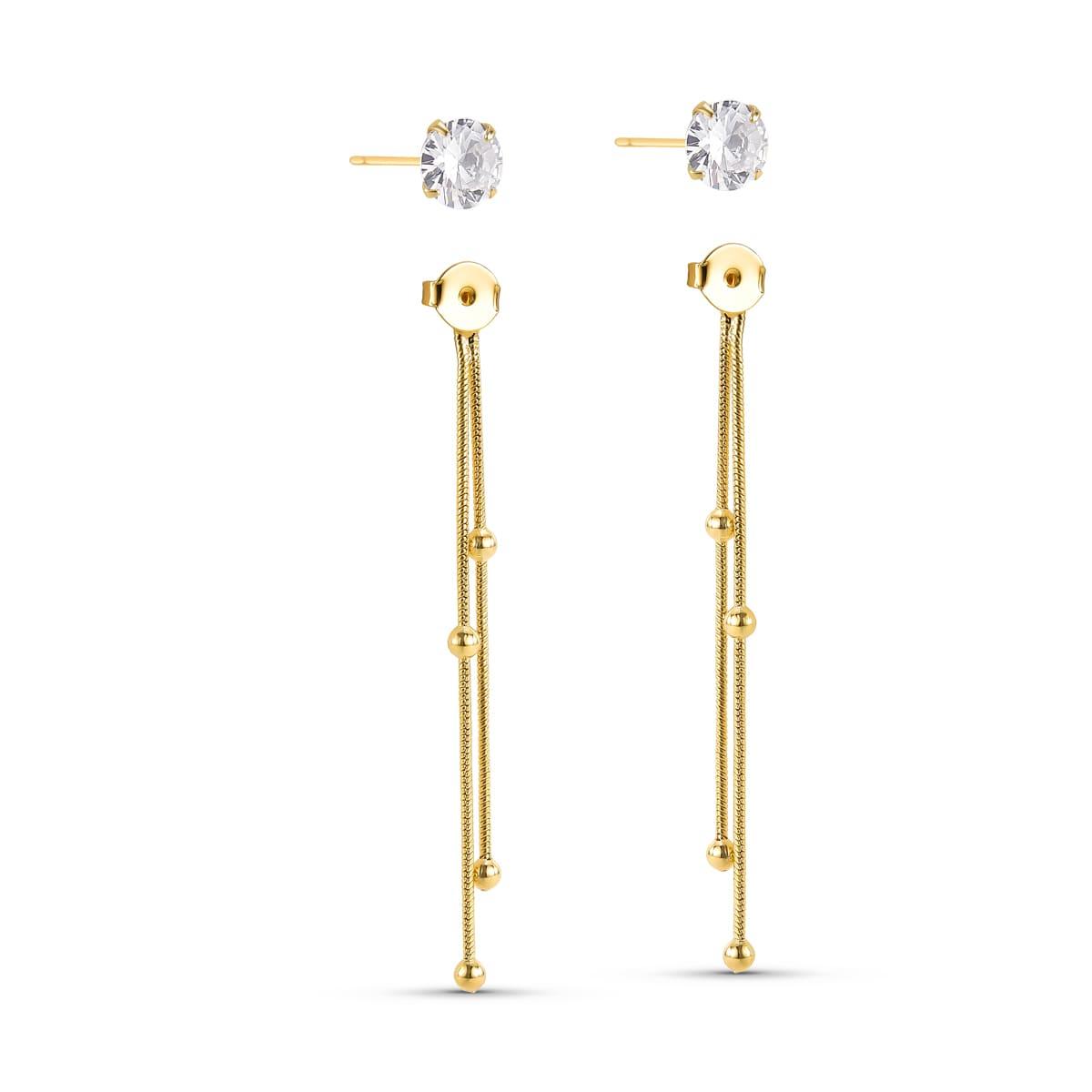 Brinco Ponto De Luz com Bolinhas Banhado a Ouro 18K - Mafê Acessórios