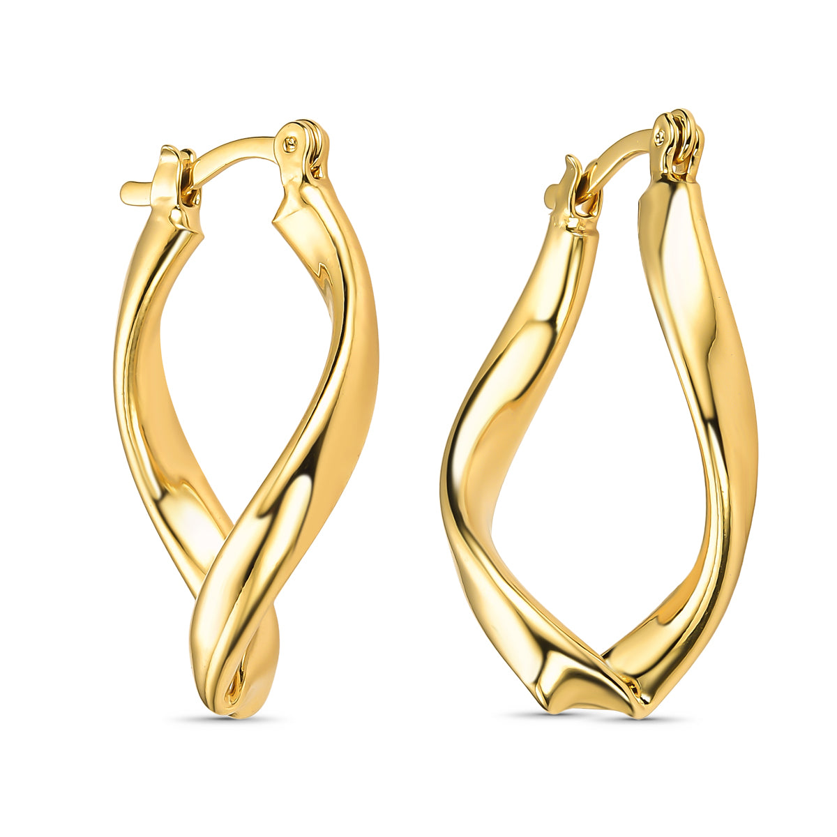 Brinco Argola Tubo Amassado Banhado a Ouro 18K