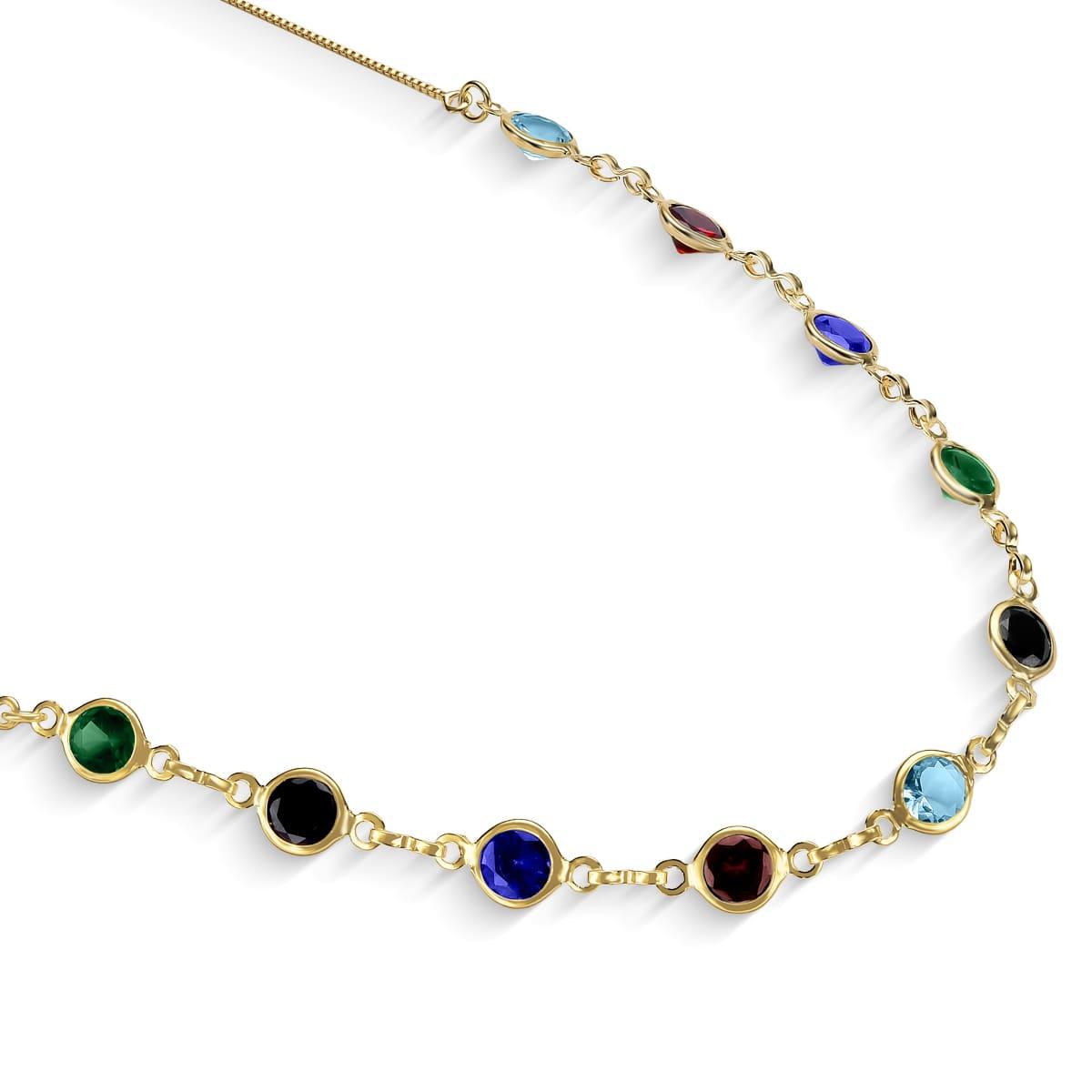 Colar Com Zircônias Coloridas Banhada a Ouro 18K