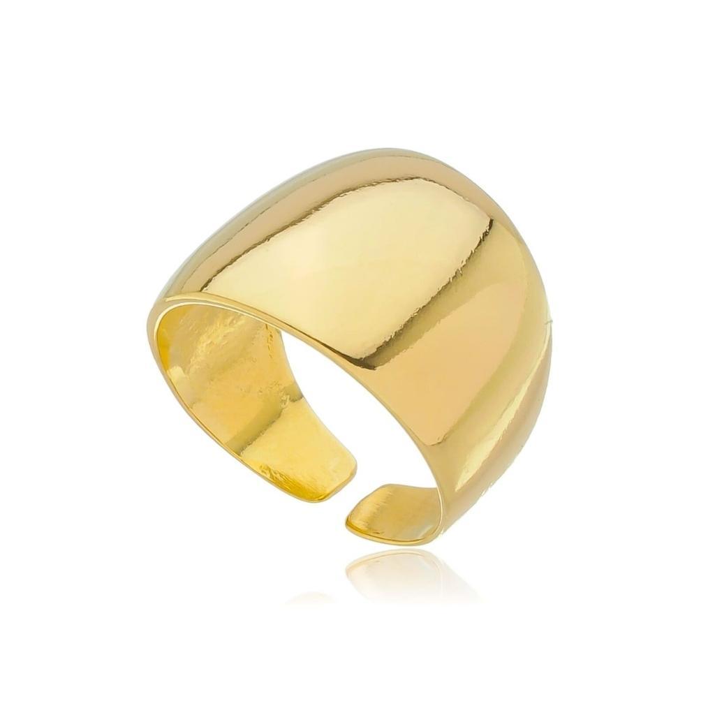 Anel Ajustável Abaulado Banhado a Ouro 18k