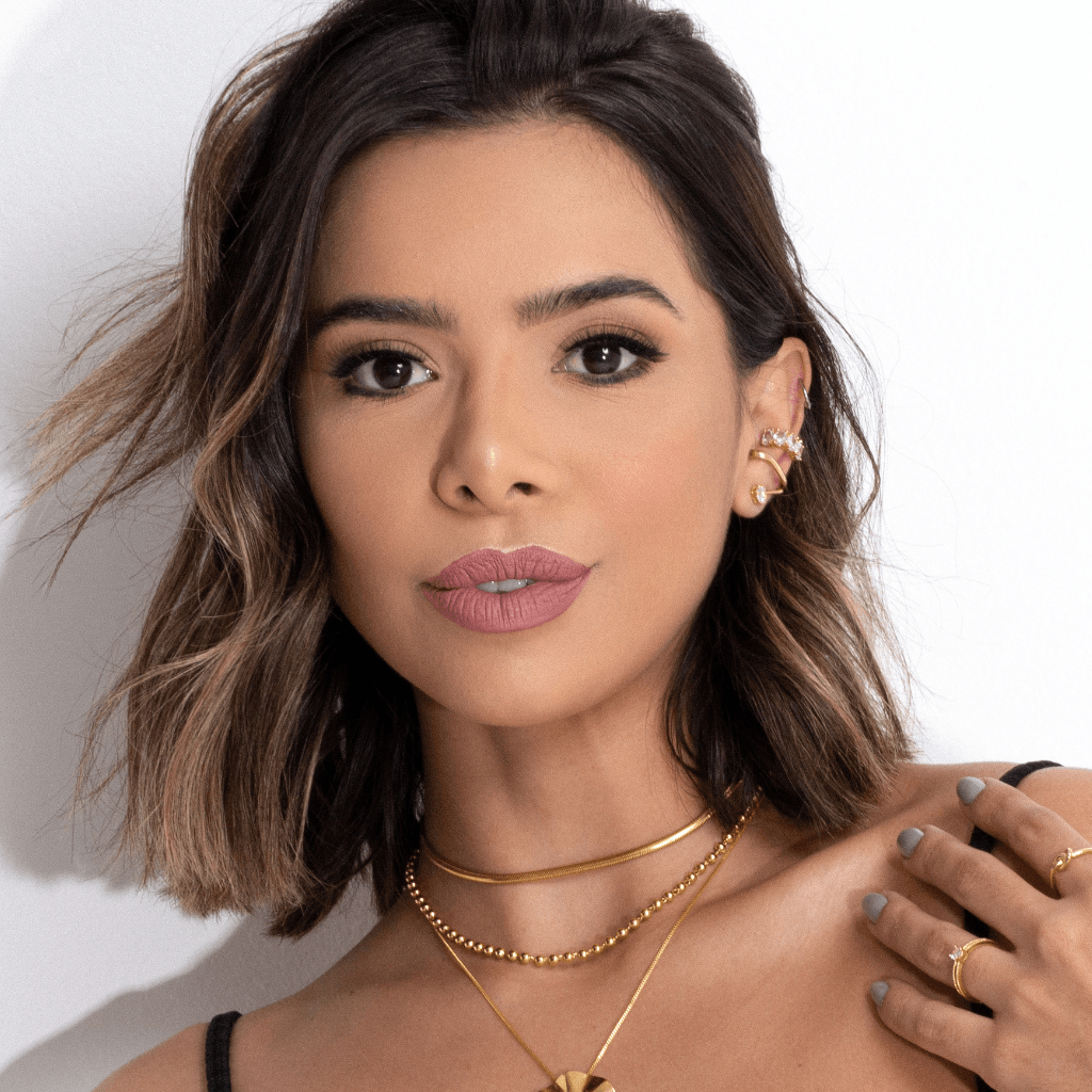 Brinco Duplo com Zircônia Banhado a Ouro 18k - Mafê Acessórios