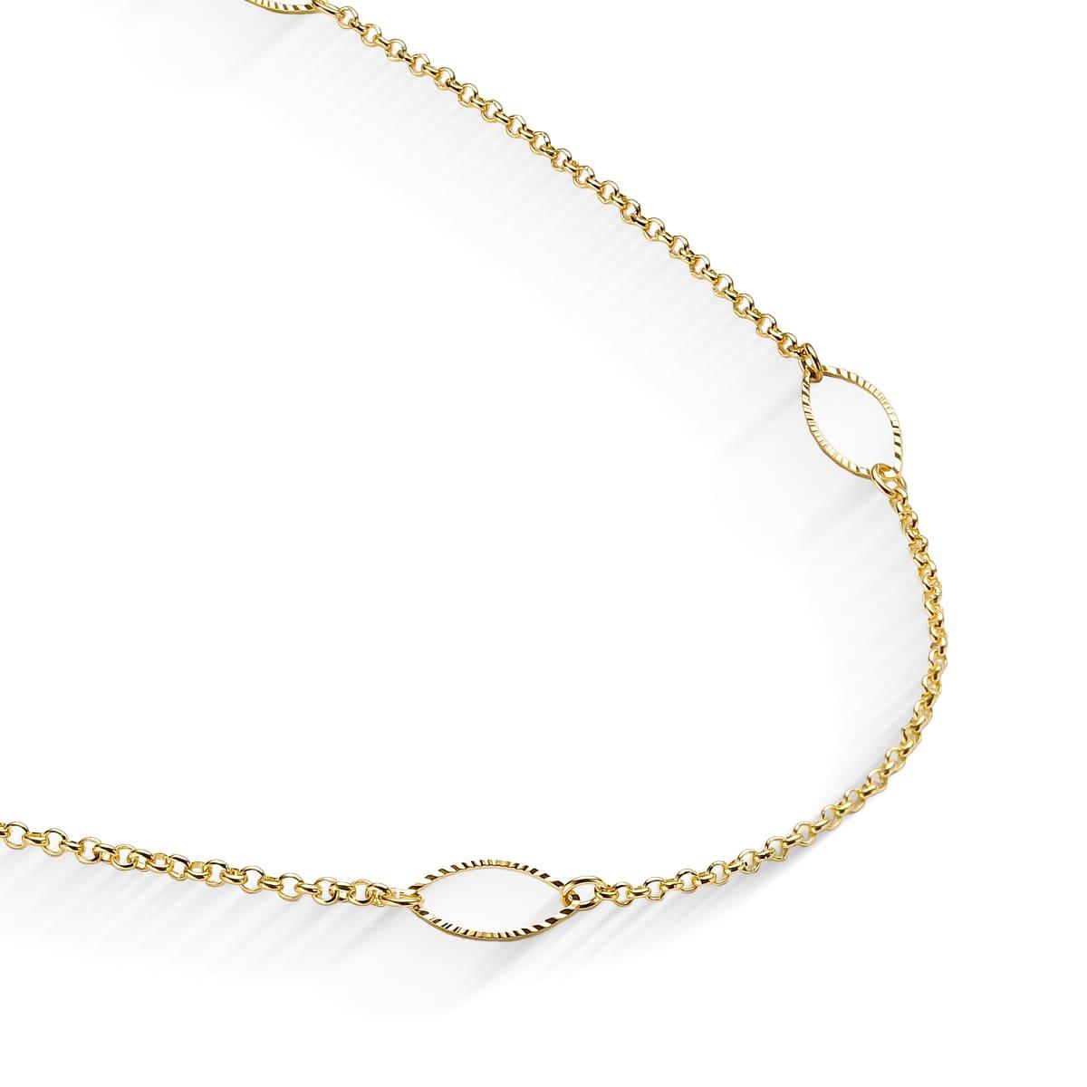 Colar Elos com Acessório Oval Trabalhado Banhado a Ouro 18k