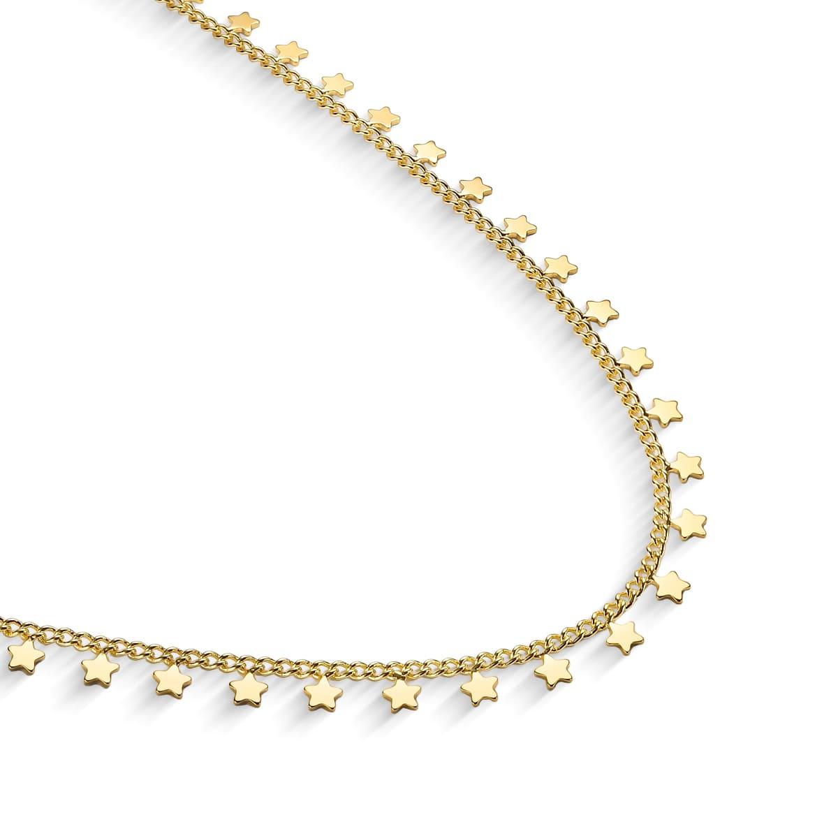 Colar Mini Estrelinhas Longo Banhado a Ouro 18K