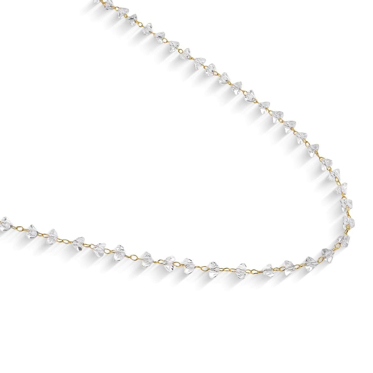 Colar Corrente Cristais Banhada a Ouro 18k