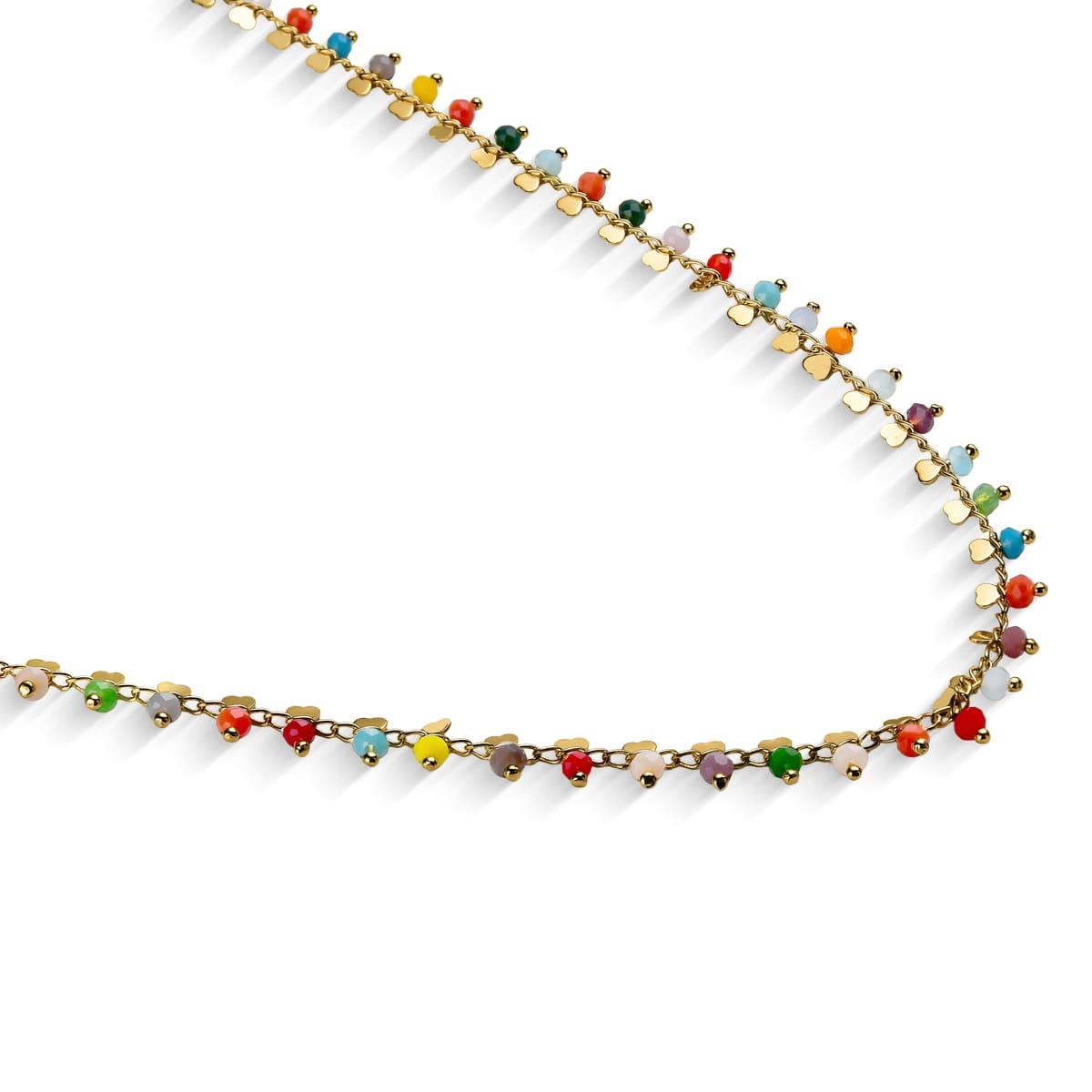 Colar Coloridinha Com Coração Banhada a Ouro 18K