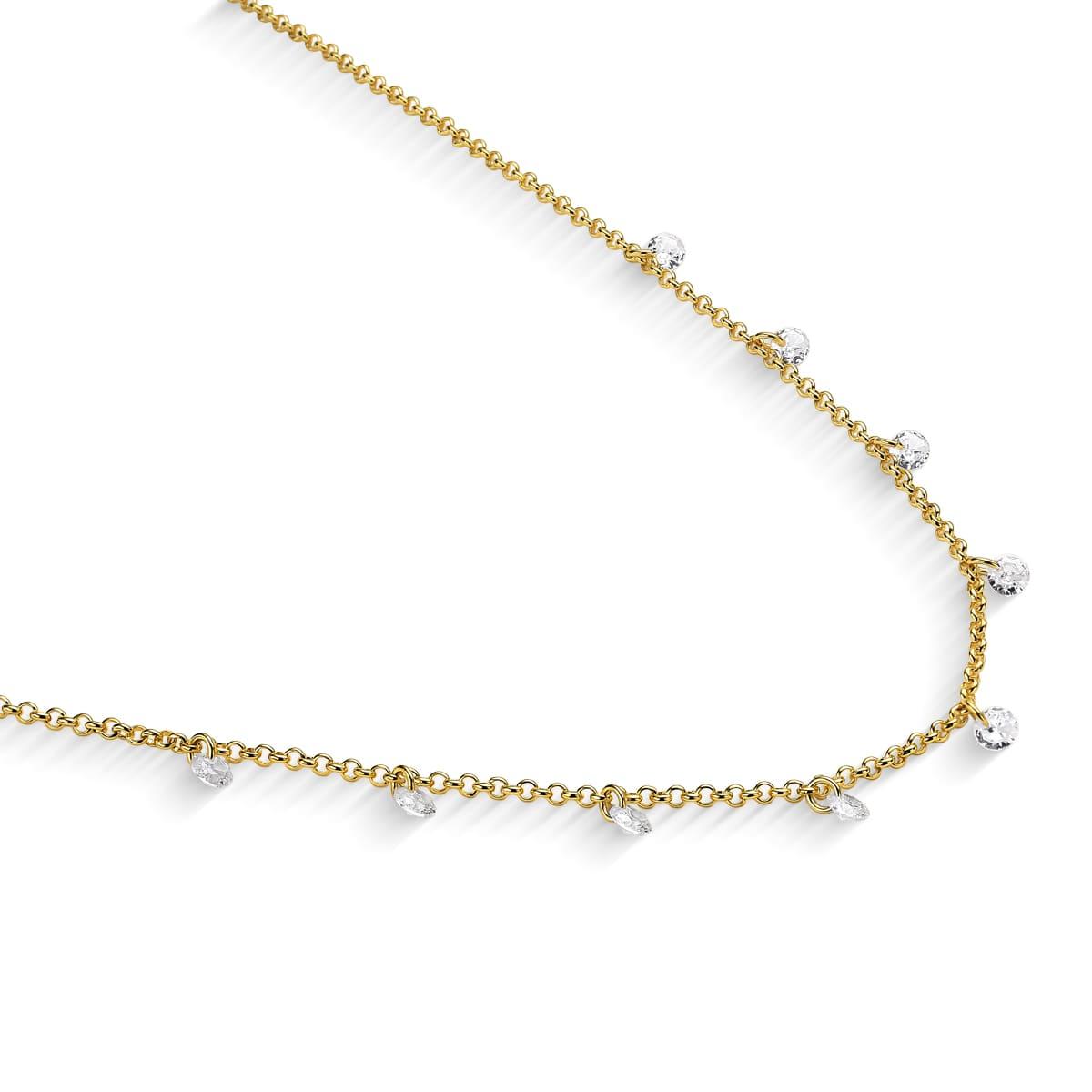 Colar Cristais Banhada a Ouro 18k