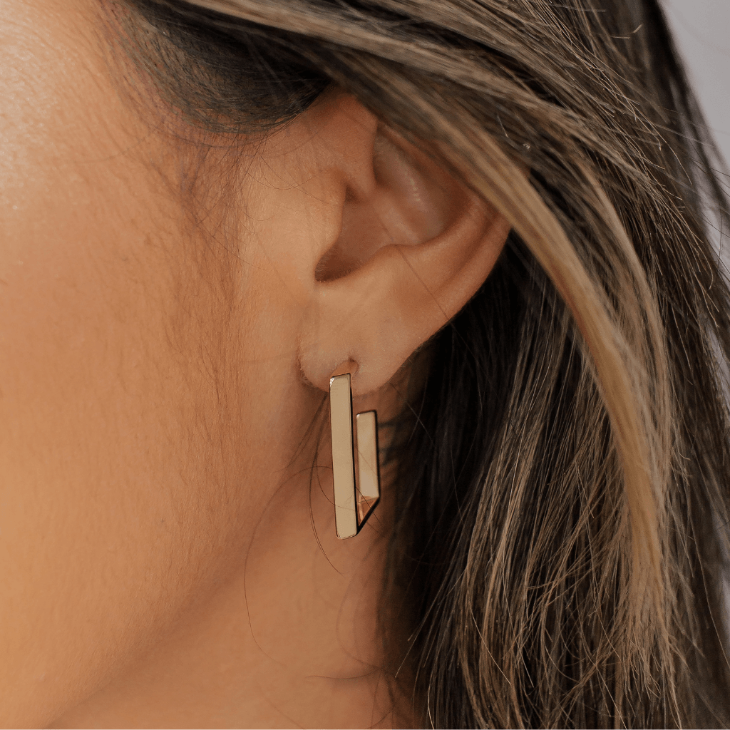 Brinco Retângulo Banhado a Ouro 18k