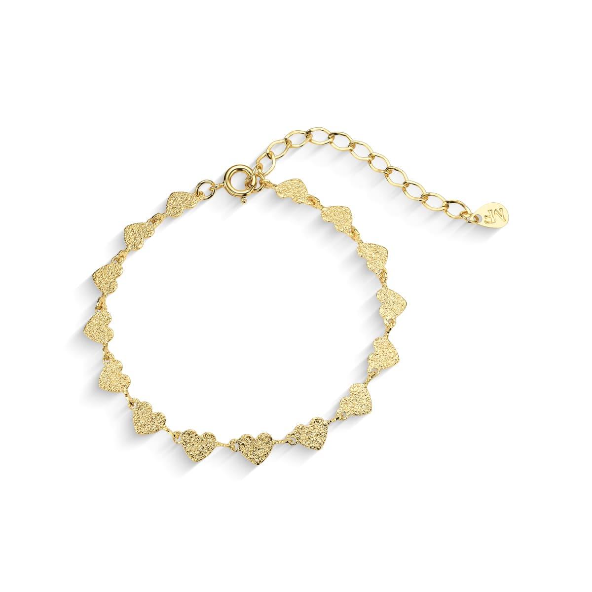 Pulseira Vários Corações Banhada A Ouro 18K