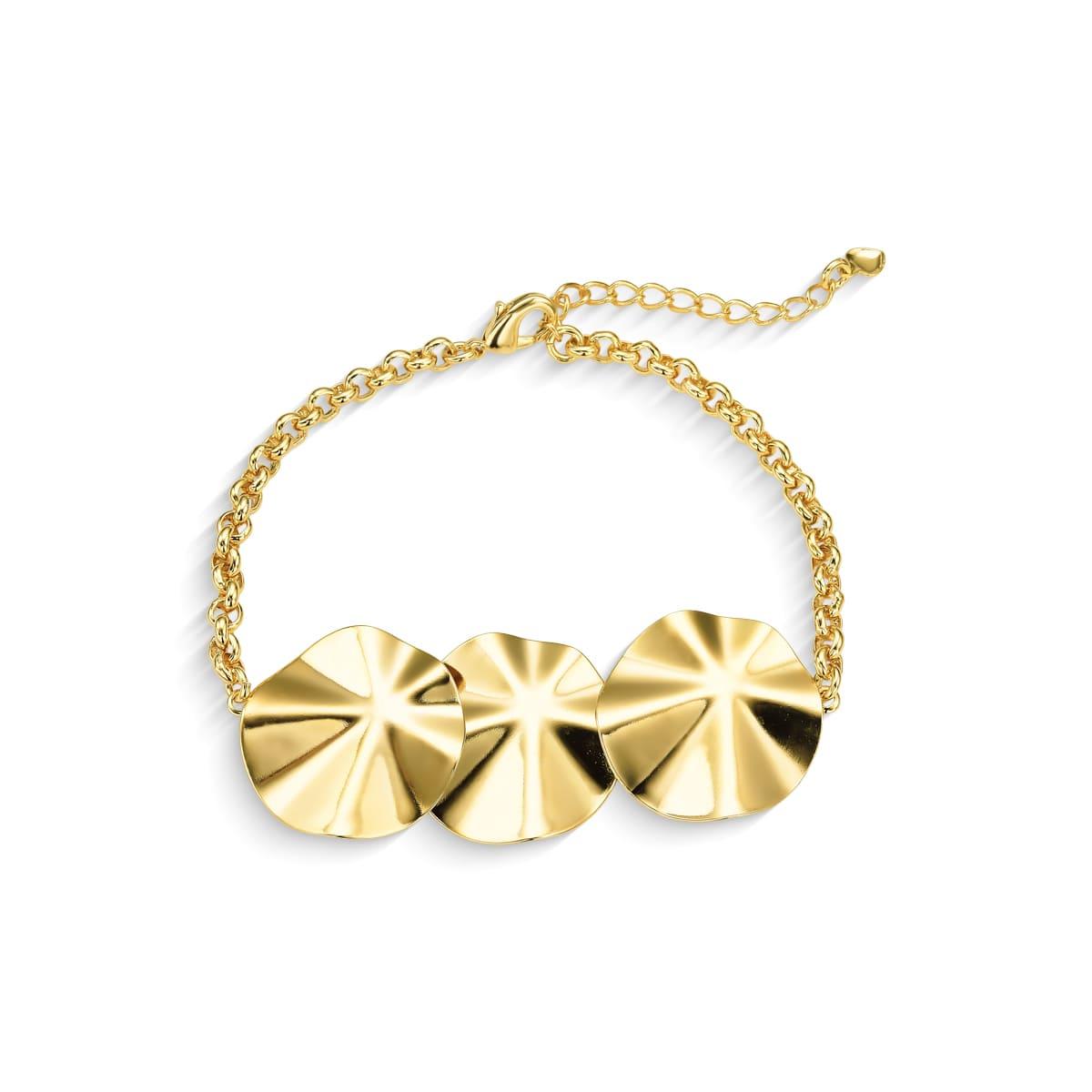 Pulseira Medalhas Amassadas Banhado a Ouro 18k