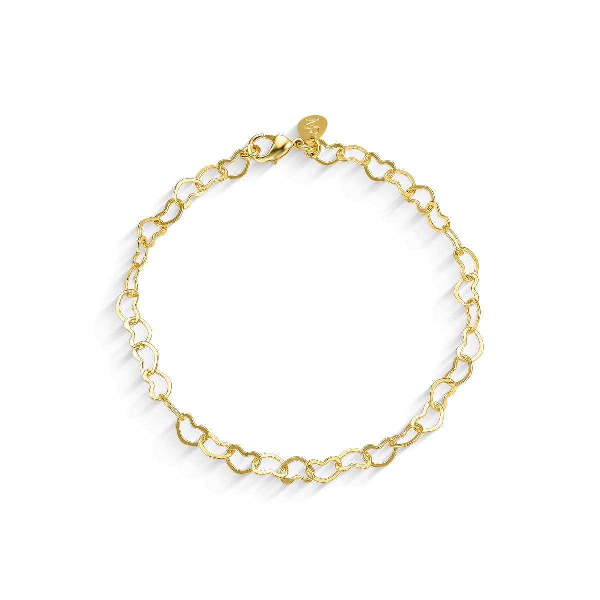 Pulseira Elo Coração Banhada A Ouro 18K