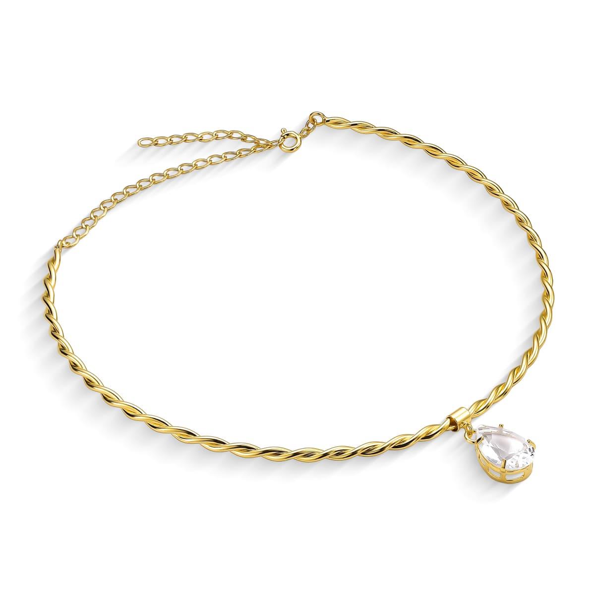 Colar Fio Torcido com Pingente Gota Banhado a Ouro 18k
