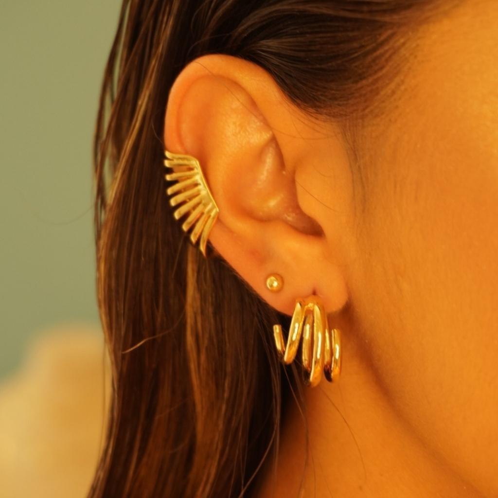 Piercing Nove Aros Lisos Banhado a Ouro 18K