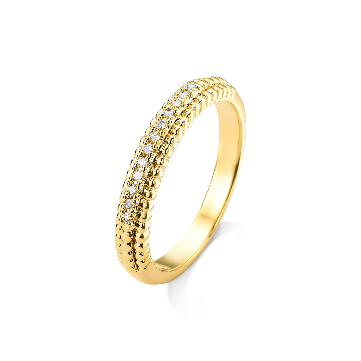 Anel Texturizado Cravejado Cristal Banhado a Ouro 18k