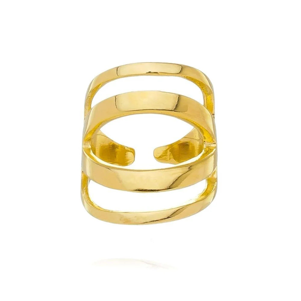 Anel Ajustável Quatro Fios Banhado A Ouro 18K