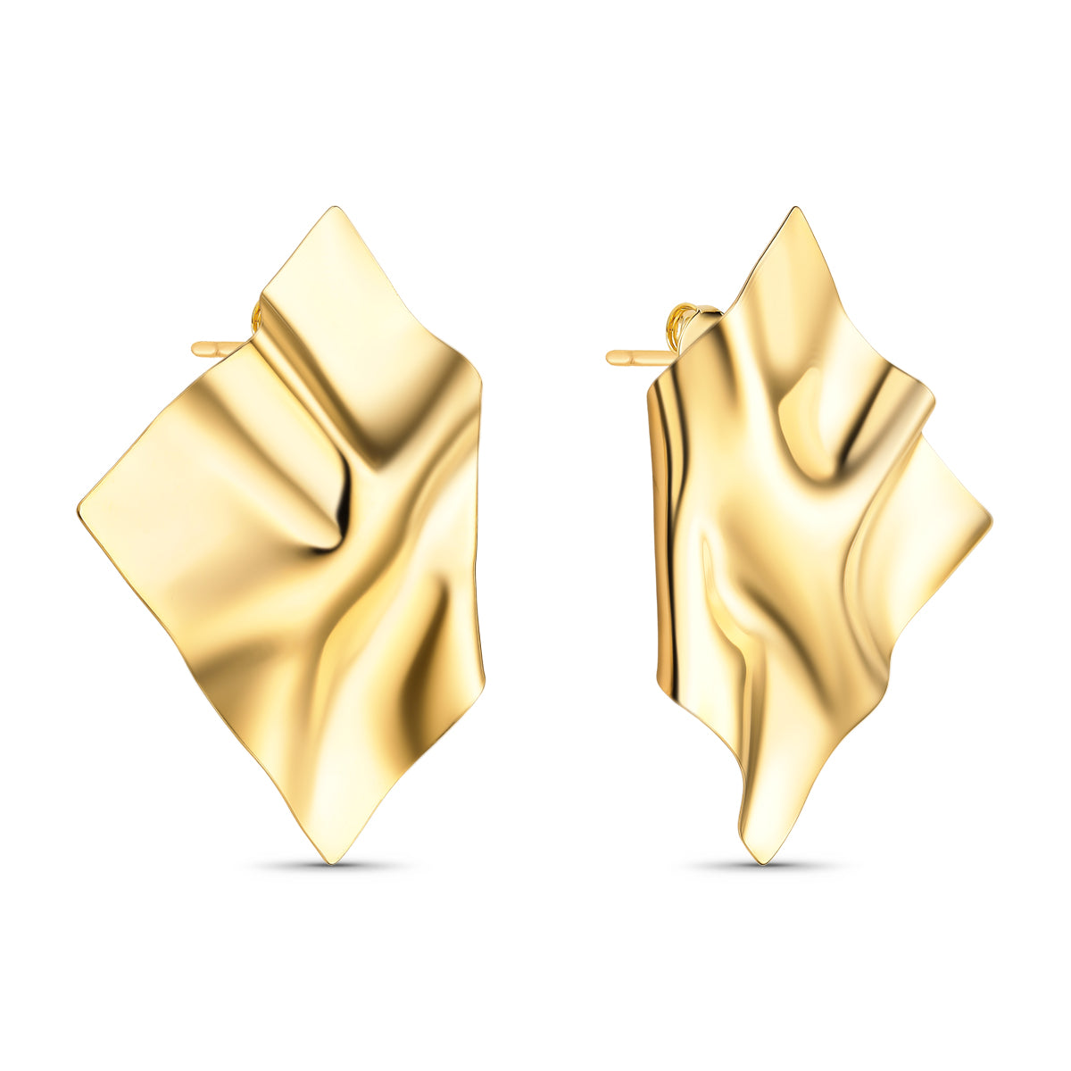 Brinco Orgânico Quadrado Banhado a Ouro 18K