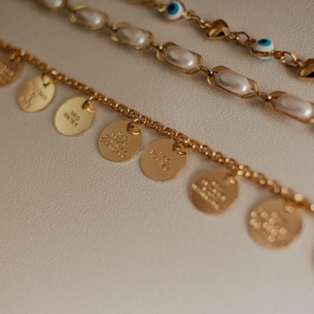 Pulseira 10 Mandamentos Banhada A Ouro 18K