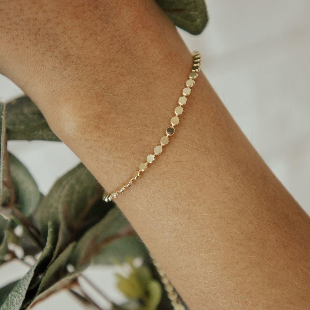 Pulseira Bolinha Amassada Banhada A Ouro 18K.