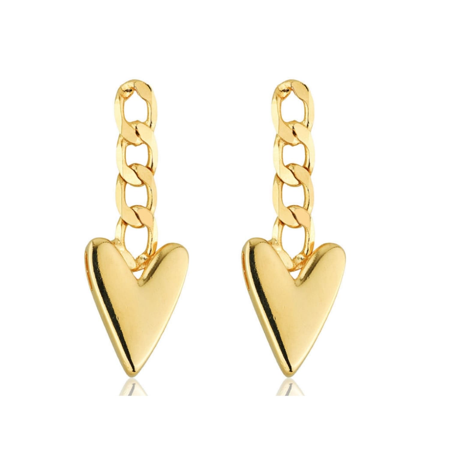 Brinco Elos com Pingente de Coração Banhado a Ouro 18K