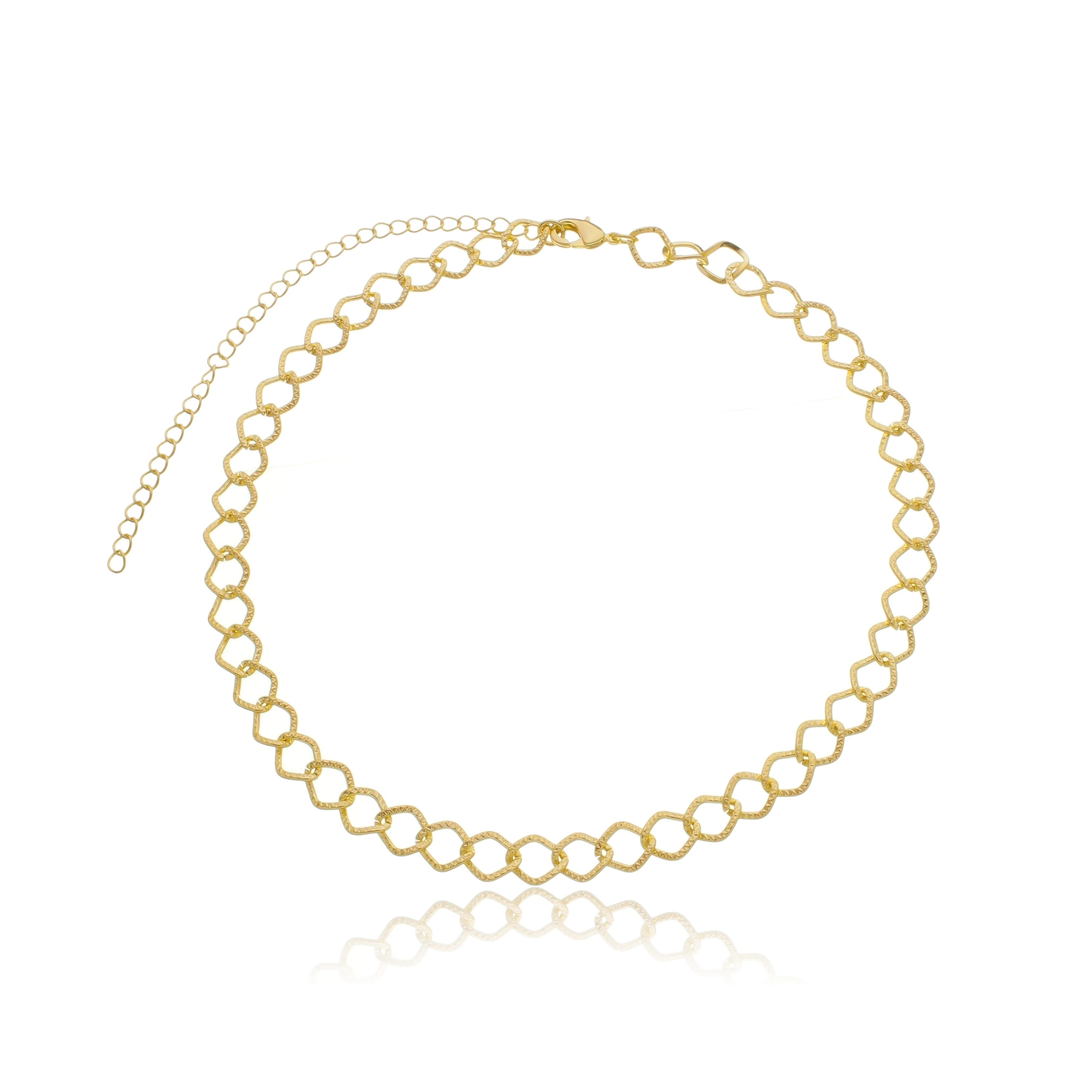 Colar Elos Trabalhados Banhado a Ouro 18K