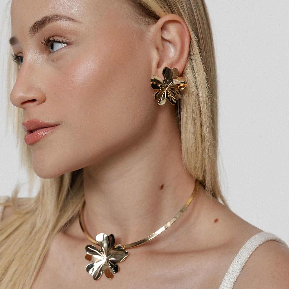 Brinco Floralis Banhado A Ouro 18k - Mafê Acessórios