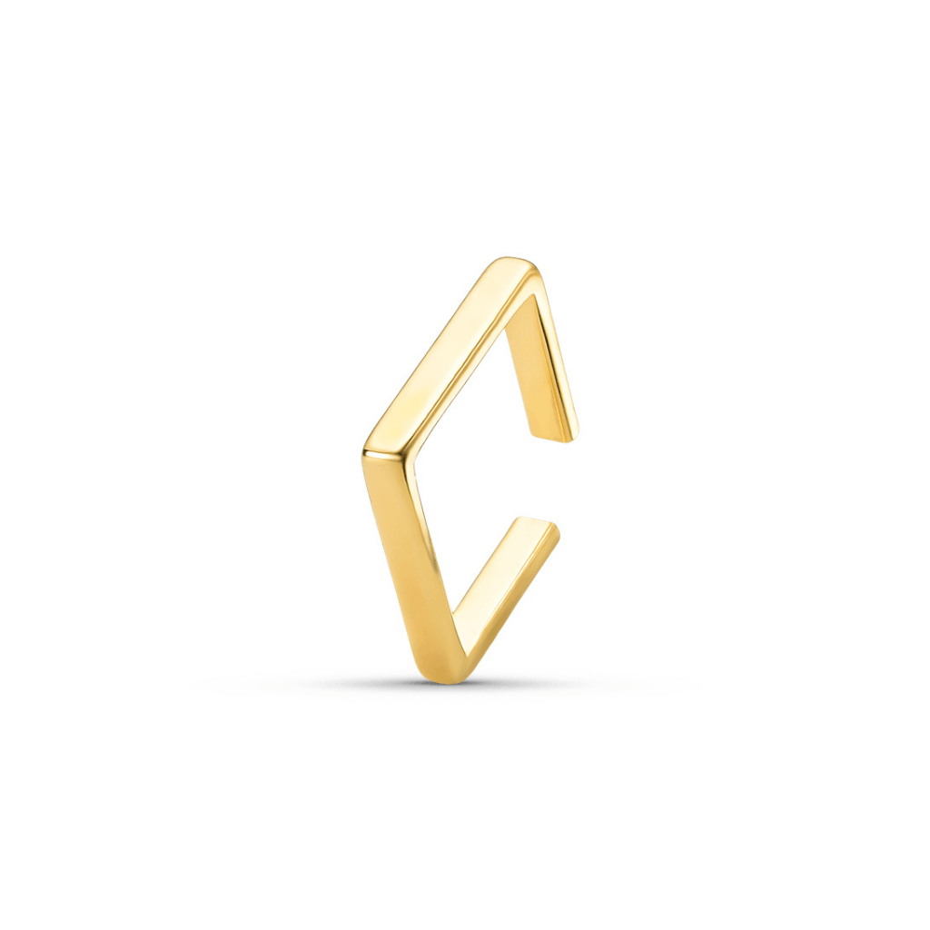 Piercing Quadrado Banhado a Ouro 18K