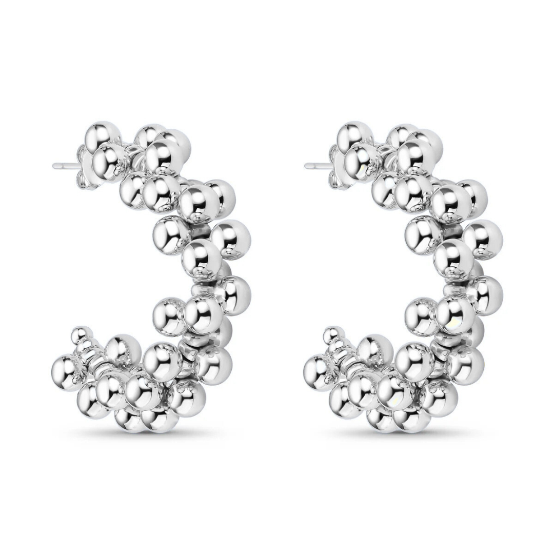 Brinco Argola Mini com Esferas Prata