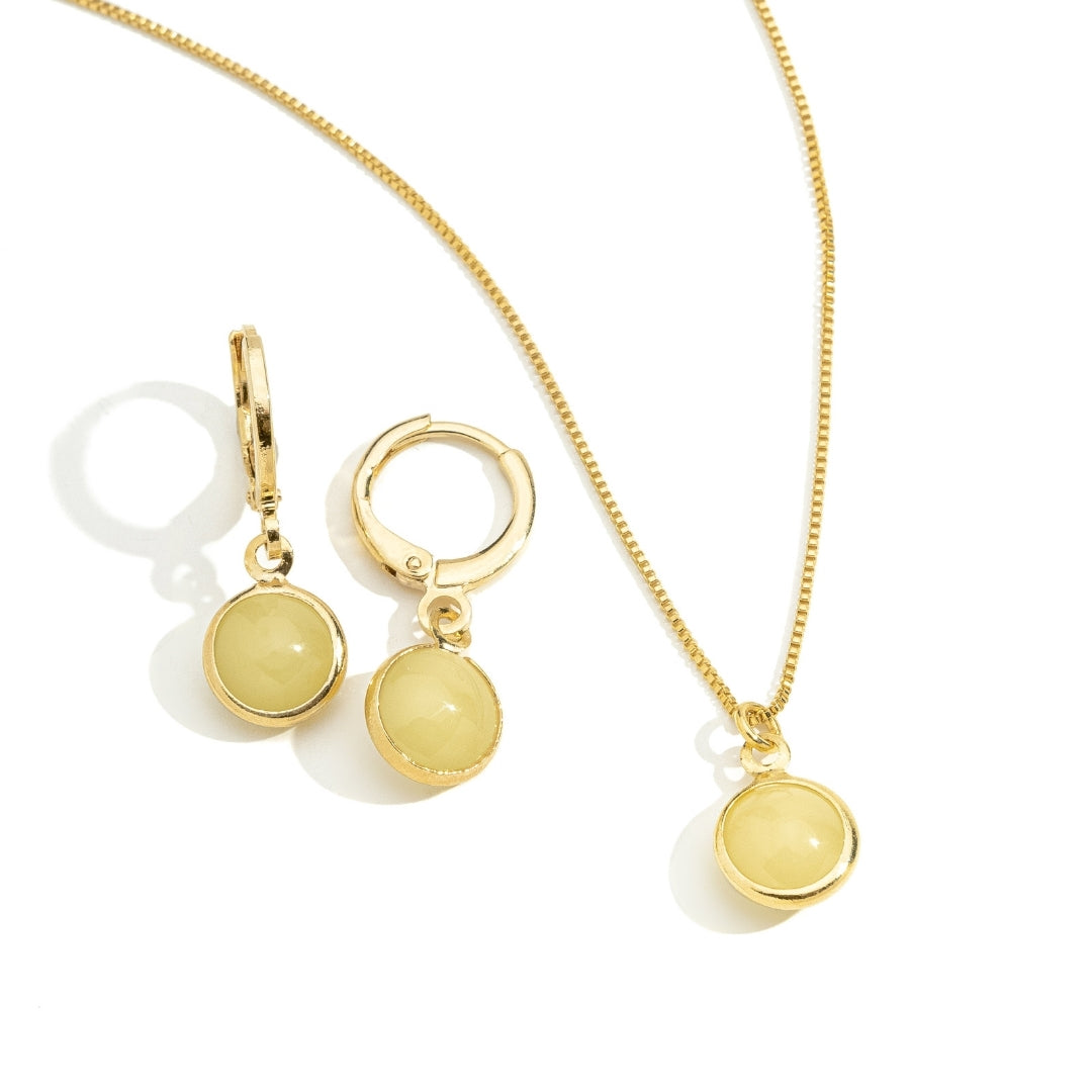 Conjunto Pingente Colorido Banhado A Ouro 18K