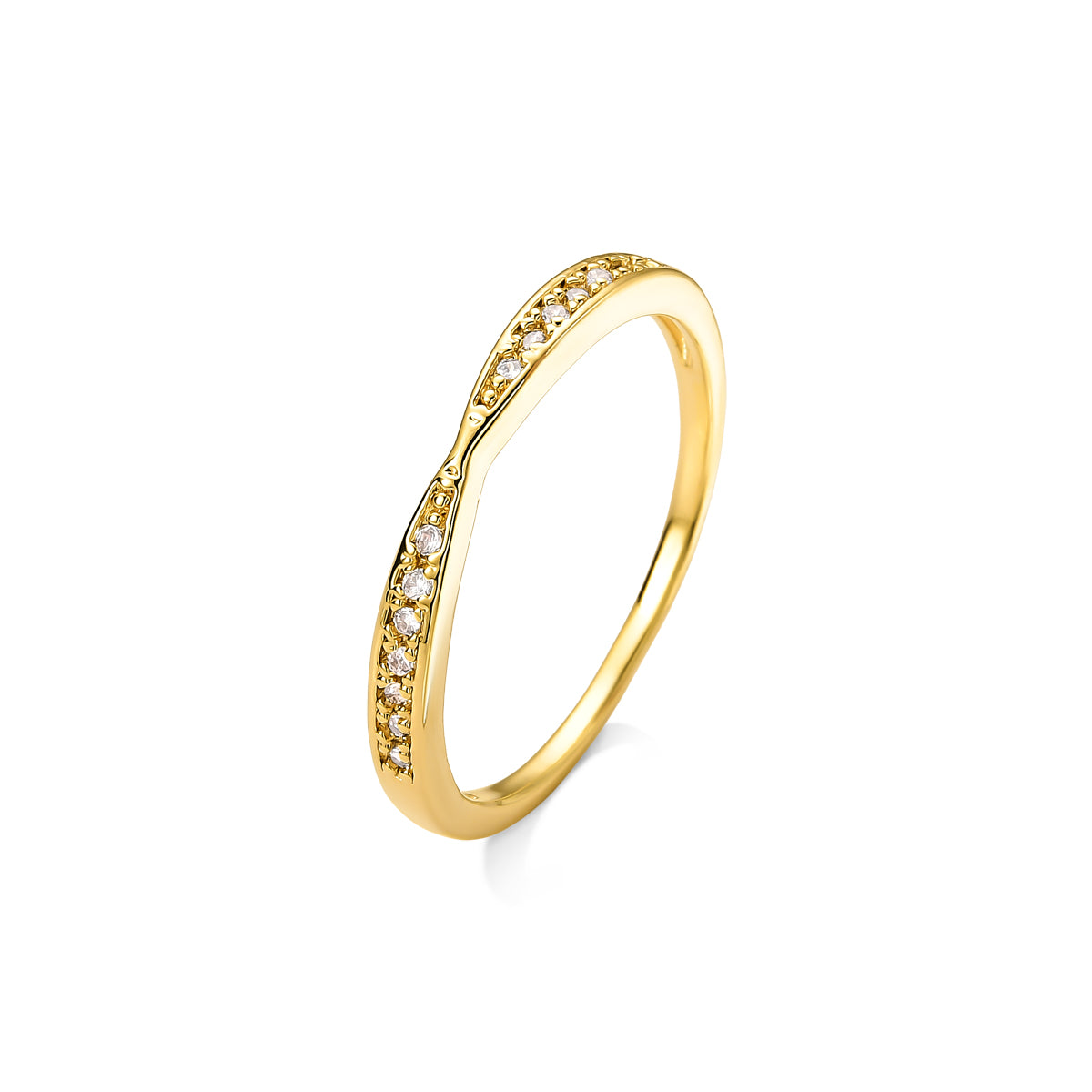 Anel Aparador com Micro Zircônia Cravejada Banhado a Ouro 18K