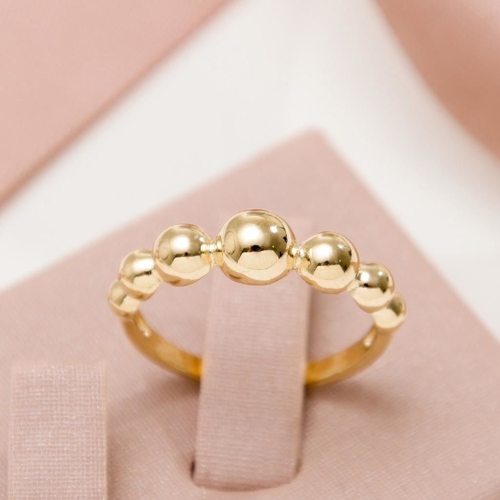 Anel Bolinhas Banhado A Ouro 18k