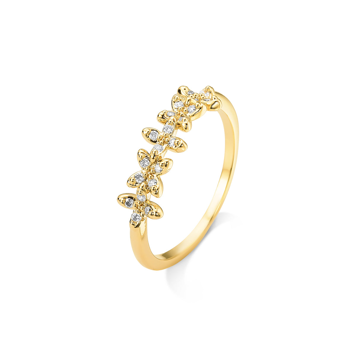 Anel Delicado com Microzircônias Banhado a Ouro 18k