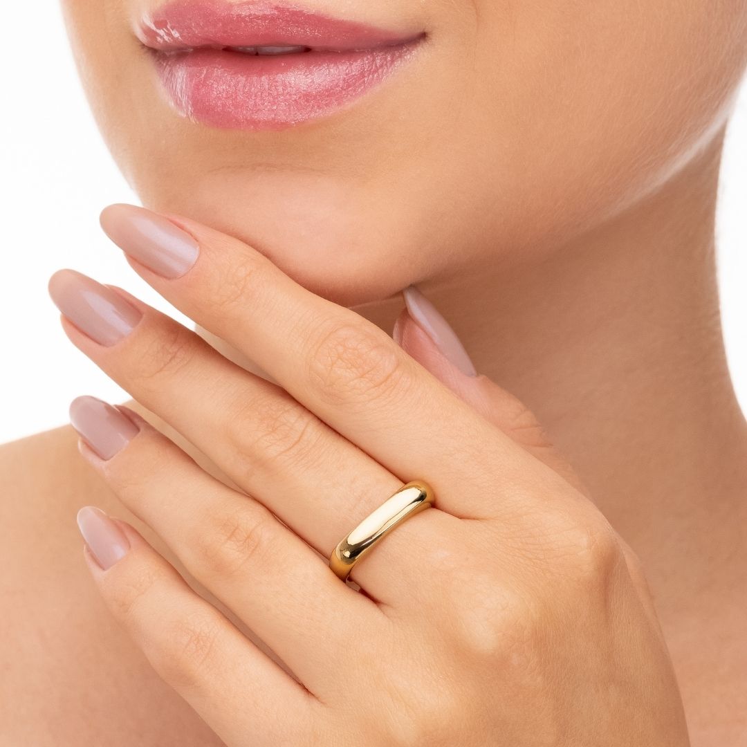 Anel Quadrado Banhado a Ouro 18k