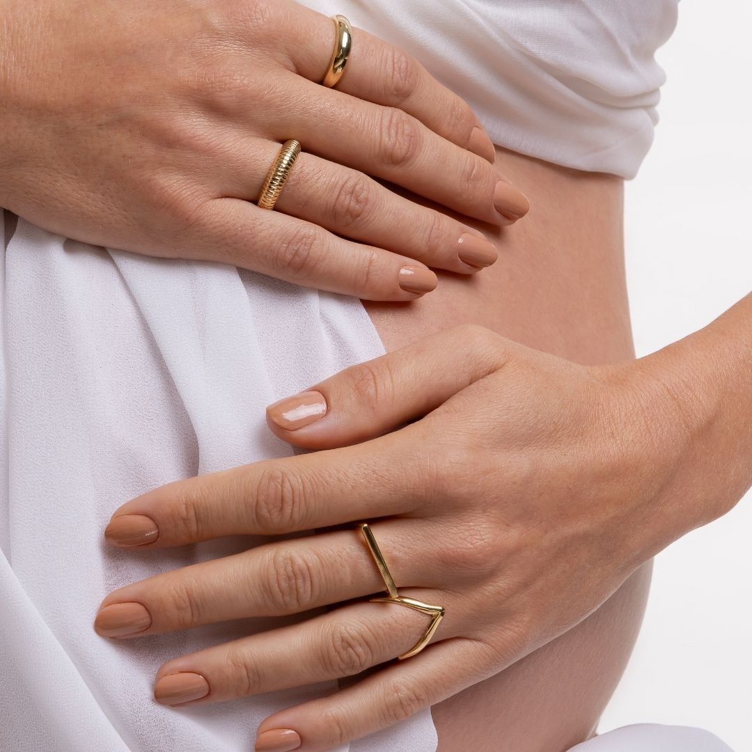 Anel Ajustável Liso 4mm Banhado a Ouro 18K